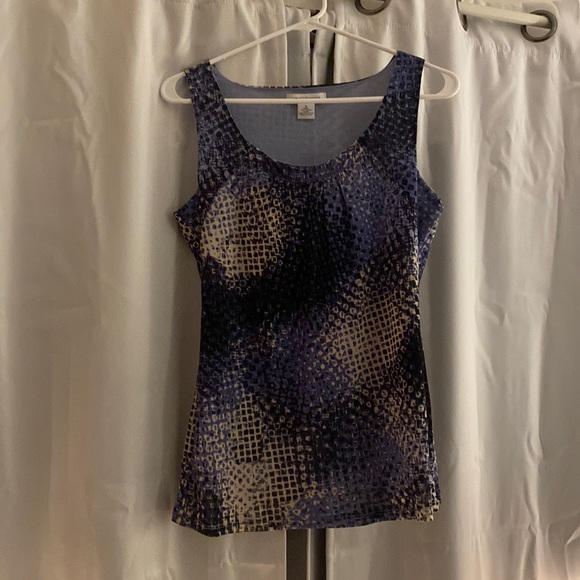 Liz Claiborne Tank - Dark and Light Blue and Tan, fully lined in pale blue layer - Picture 1 of 4